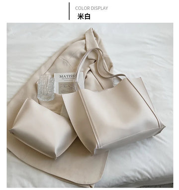 Qfdian Large Capacity Shoulder Bag Trendy Pu Leather Tote Bags Solid Color Ladies Handbag Women's Fashion Underarm bags